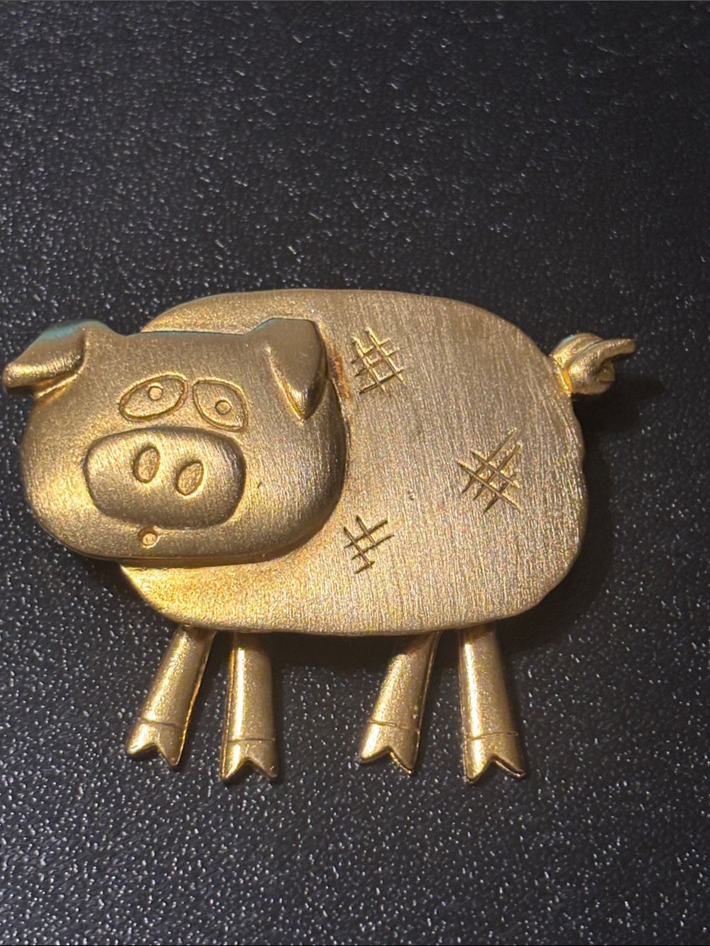 Vintage Gold Pig Brooch by JJ with Articulated legs